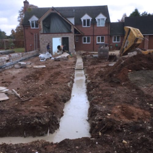 Foundation Construction, Oxfordshire - Trench fill concrete foundations